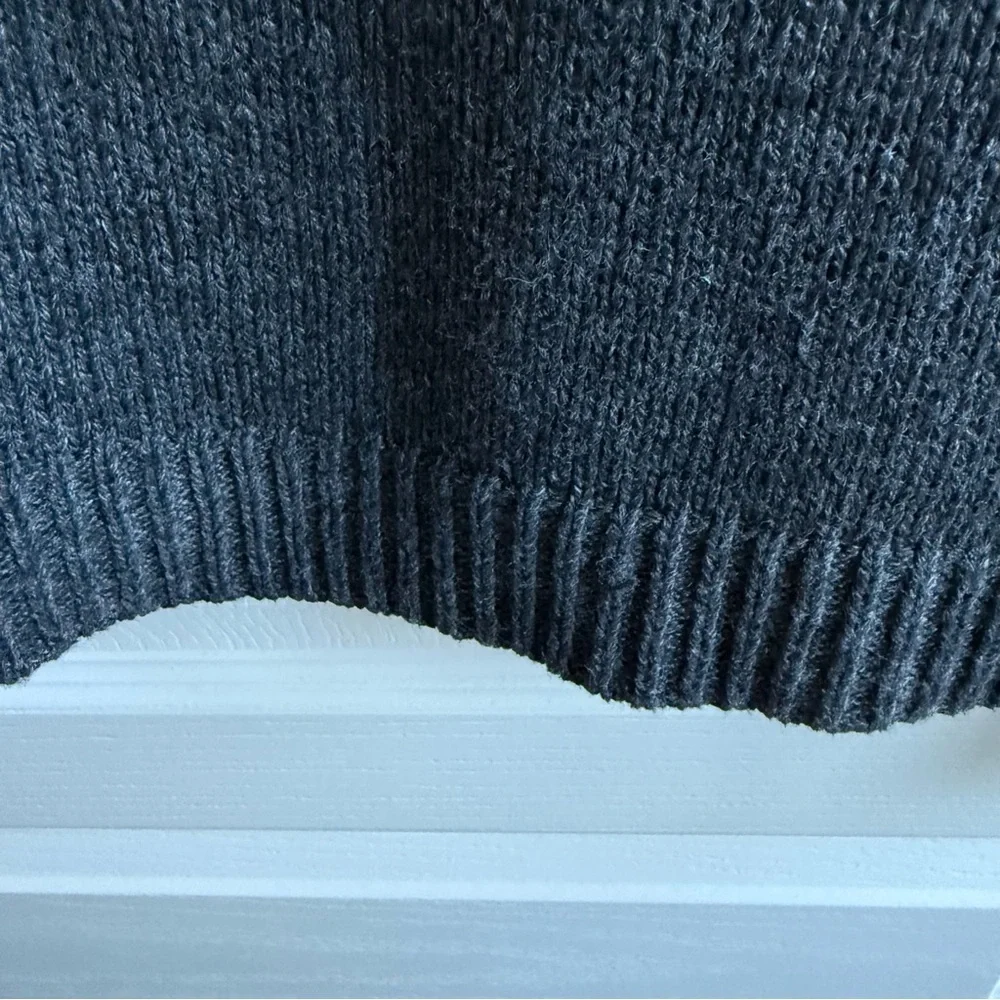 Loft Charcoal Gray Crewneck Sweater With Lavender Bead Embellishments Size S - Picture 7 of 13